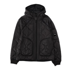 CP컴퍼니 남성 퀼티드 엘라스틱 커프스 후드 패딩 재킷_19CMOW047A 110158A999