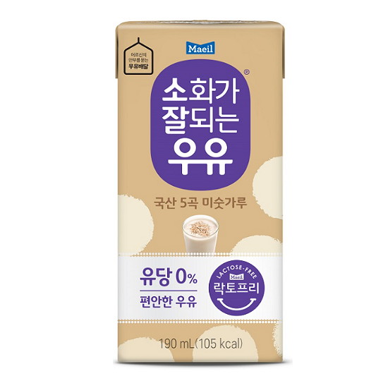 매일유업 소화가 잘되는 우유 국산 5곡 미숫가루 190ml (72개)_이미지