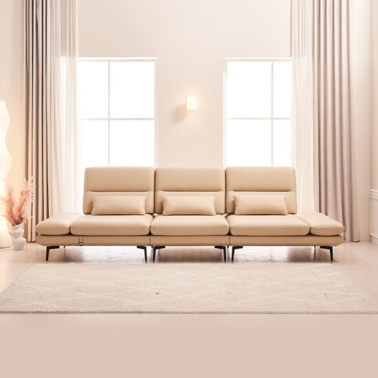 다우닝 루카스 스윙 전체 천연통가죽 소파 3.5인용