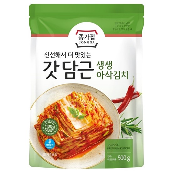 대상 종가집 갓담근 생생 아삭김치 500g (4개)