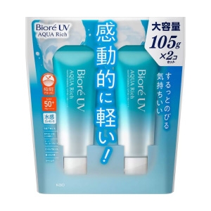 비오레 UV 대용량 선크림 105g 2개 아쿠아리치 워터리 에센스 SPF50