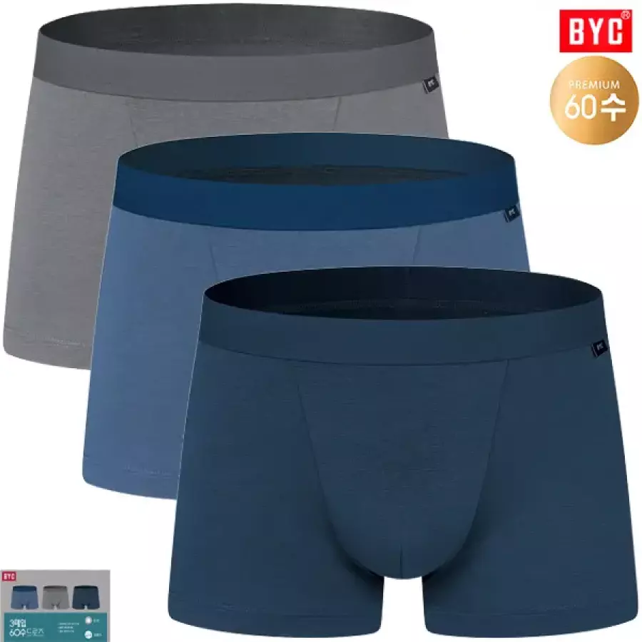 BYC 단색톤 60수 아웃밴드 면스판드로즈3매입MNO6005