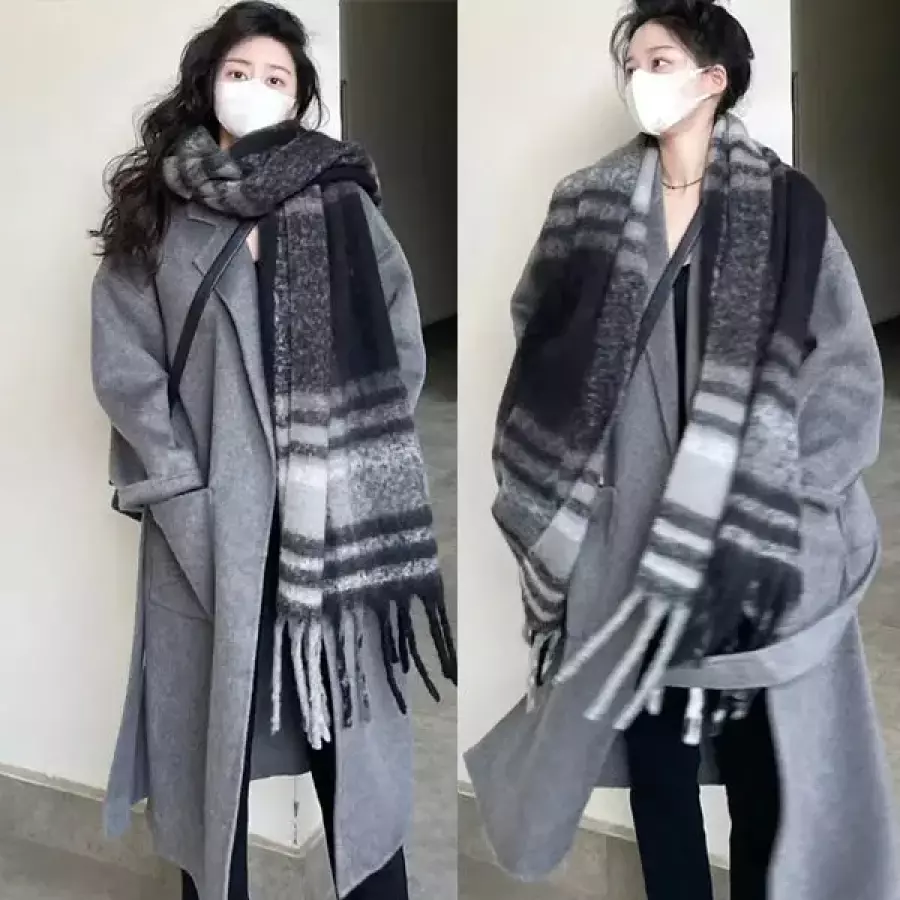 마이핏 한파대비 빈티지 체크 머플러 보들보들 목도리 큰머플러