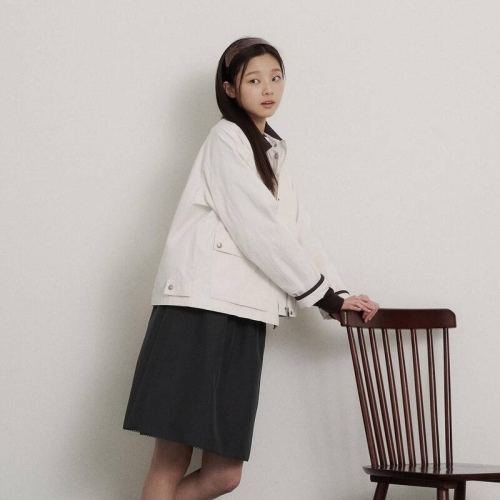 빈폴 레이디스 폴리 혼방 헌팅점퍼 아이보리 BF6239C010_이미지