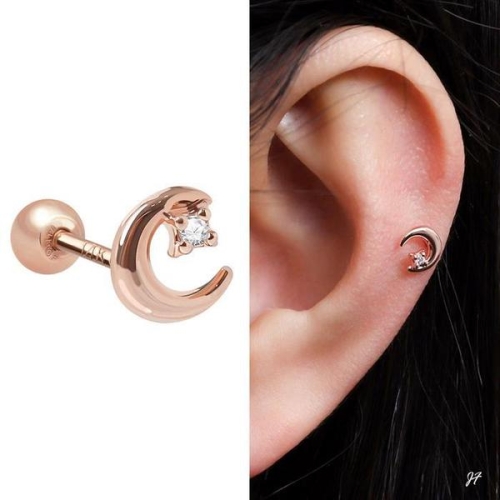 셀러허브 14K 골드필드 핀 심플 달 피어싱 S32621270