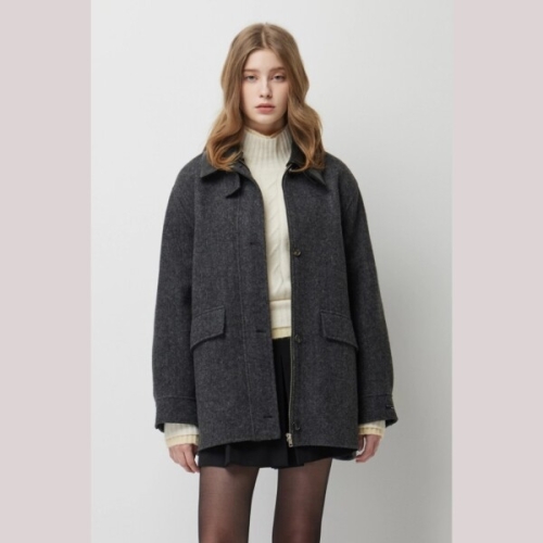SISLEY 여성의류 미뉴엣 디테쳐블 카라 하프 코트 SACT33561
