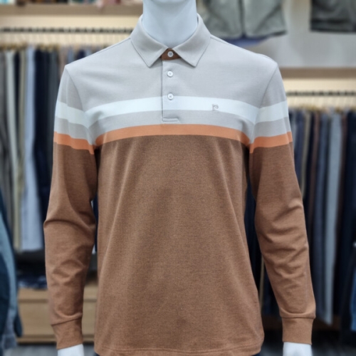 크로커다일 봄 버드아이 조직 컬러 블럭 카라티셔츠PQTS141565_SH_이미지