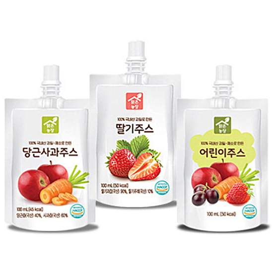 채움건강생활 맑은농장 당근사과주스 100ml x 10개 + 어린이주스 100ml x 10개 + 딸기주스 100ml x 10개