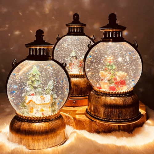 젊은이마켓 ㅤ원형 램프 스노우볼 오르골 무드등_이미지