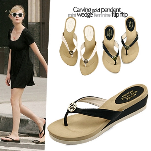 KamiEtMuse 국내생산 카빙 골드 팬던트 플립플랍 샌들 조리_KM15s268