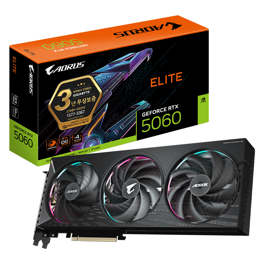 GIGABYTE AORUS 지포스 RTX 5060 ELITE D7 8GB 제이씨현_이미지
