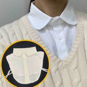 쉬폰 페이크셔츠 라운드 목카라 화이트 페이크카라-WFHOUS5