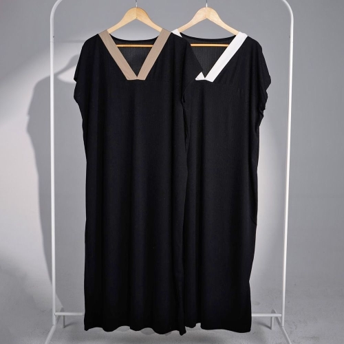 아이우먼 빅사이즈브이넥원피스 L063L506 플리츠V넥배색원피스 GL