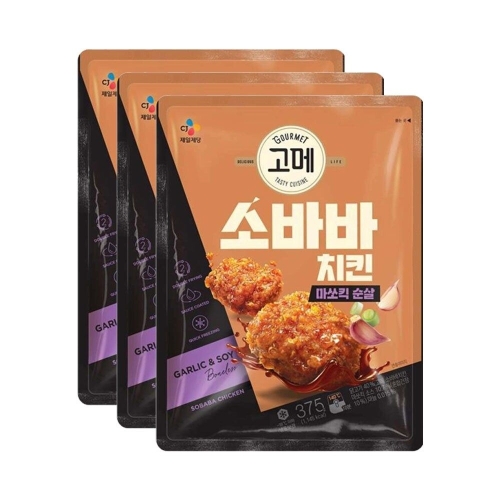CJ제일제당 고메 소바바 치킨 마쏘킥 순살 375g (3개)_이미지