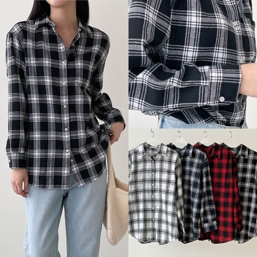 위쉬몰 IT 플라낼체크스탠카라셔츠 S636H501 빅사이즈