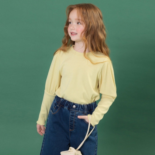 아이러브제이 플라티 소매리본 골지 티 JWWTO40
