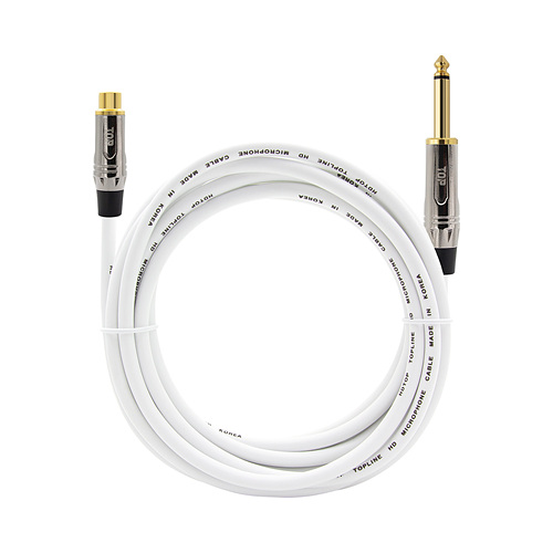 탑라인에이치디 HDTOP RCA to 5.5mm 모노 메탈화이트 케이블 (1m, HT-TP3523)_이미지