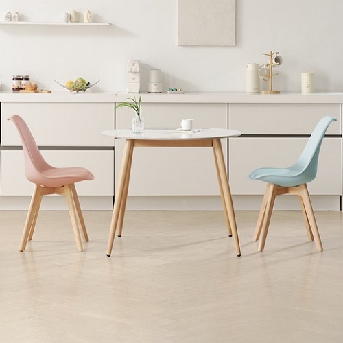 라로퍼니처  코코 원형 포세린 통세라믹 원목 식탁 900 (의자2개)