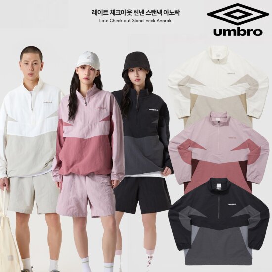 엄브로 레이트 체크아웃 린넨 스탠넥 아노락 UQ221CWT49_이미지