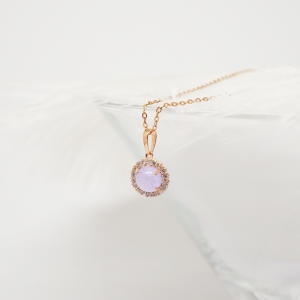 오팔하우스 14k 퍼플큐 서클 큐빅 목걸이 OPPKN858