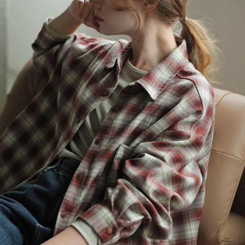 이안 또또 피치 체크 셔츠 218805