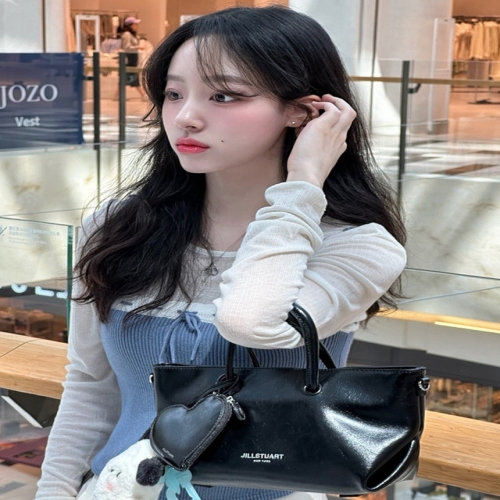 질스튜어트 블랙 글로시 가죽 토트 겸 크로스백 S_JABA5F763BK