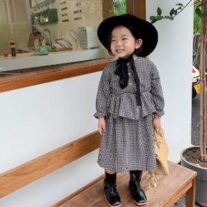 예약 리아 캉캉 체크 원피스 R10766