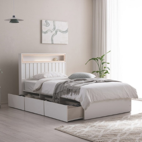 삼익가구 히노 호텔식 편백나무 빅수납 LED침대 SS (유로탑7존독립)