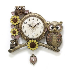 키다리 kspz378 저소음 시엘부엉이 벽시계 골드