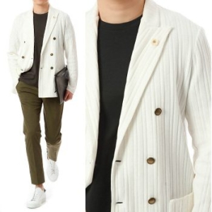 라르디니 명품 플라워 부토니에 더블브레스트 자켓EGLJM57X EG52002 100_이미지