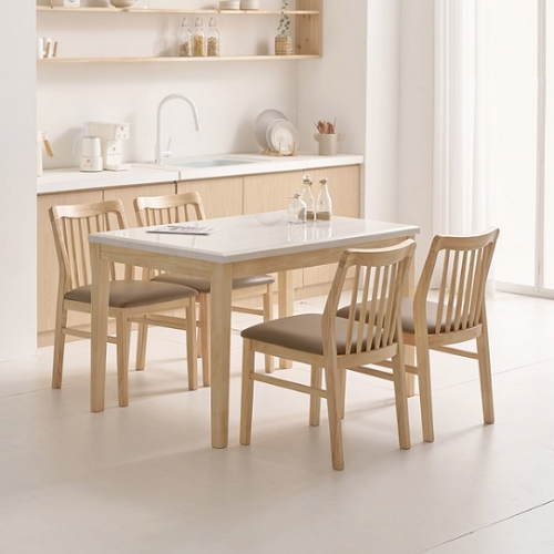 라로퍼니처 디어 천연대리석 원목 식탁 1200 (의자4개)_이미지