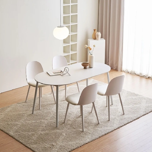 장인가구 벨노아 타원 포세린 세라믹 식탁 1600 (의자4개)_이미지