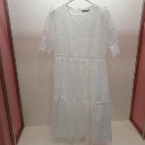 라티움 HC06 펀칭 레이스 A라인 플레어 뒤지퍼 라운드 반팔 원피스 T2523op13W_이미지