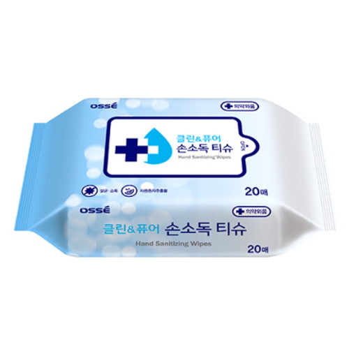오쎄 클린앤퓨어 손소독 티슈 리필형 20매 (1팩)