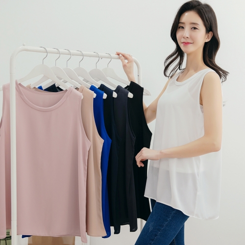  드리다 DB21110 데일리 쉬폰 나시 정장 빅사이즈 민소매 40대 미시옷 50대 엄마옷 60대 중년여성의류