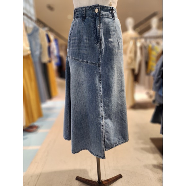 쥬크 플레어 밴딩 데님 롱 스커트 Z242PSD403_이미지