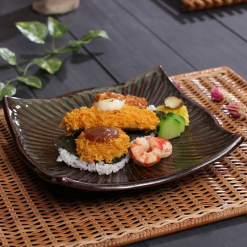 천유 토석 사각접시 그릇 대 24cm