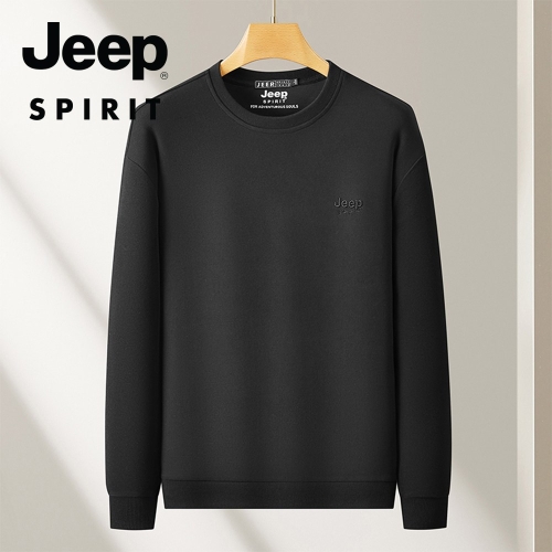 JEEP SPIRIT 남성 맨투맨 자수 로고 캐주얼 긴팔 티셔츠 라운드넥 봄 가을 패션 JPHJ03A18093 블랙 L