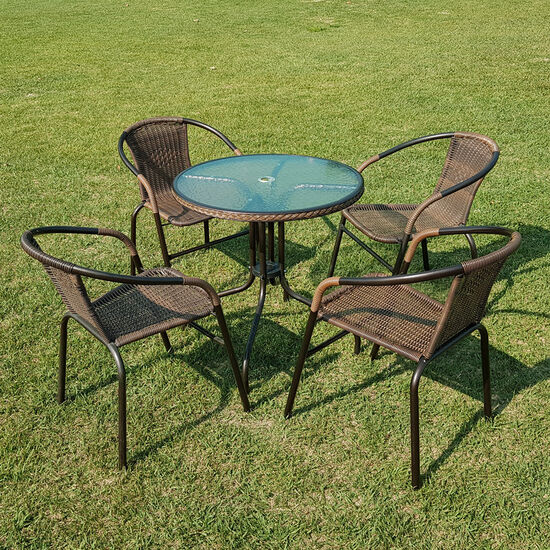 위드퍼니처 유로 강화 유리 원형 야외 테이블 710 (39번의자4개)