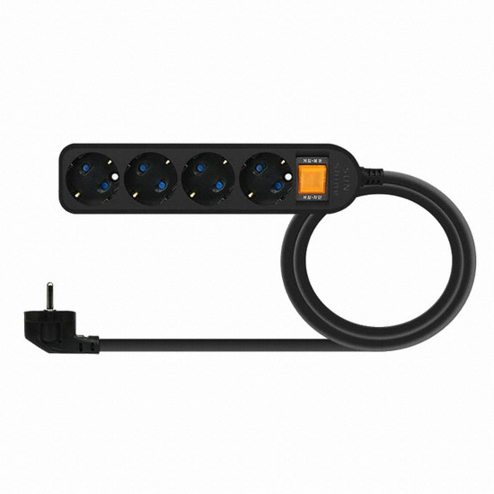 강원전자 NETmate 4구 16A 메인스위치 접지 Safe 멀티탭 블랙 (5m)_이미지