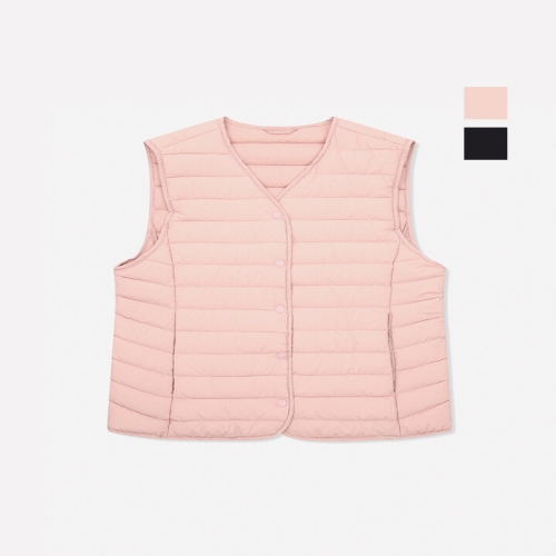 여성 브이넥 경량 구스다운 베스트 CEF733