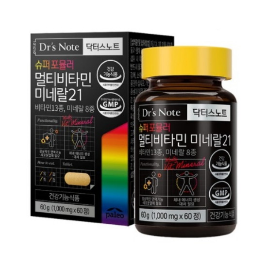 한국생활건강 팔레오 닥터스노트 슈퍼포뮬러 멀티비타민 미네랄 21 60정 (1개)