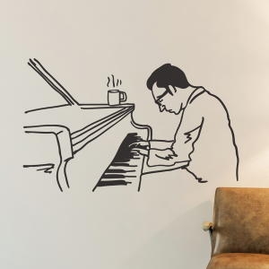 [불명] 피아노치는 남자 일러스트 인테리어 스티커-코이핀즈_이미지