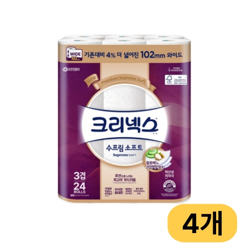 크리넥스 수프림 소프트 30m (24롤) (4팩)_이미지