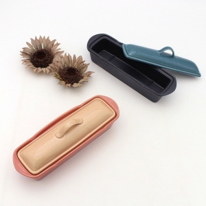 달소금 핸드메이드 도자기 사각 투톤 뚜껑수저통_이미지