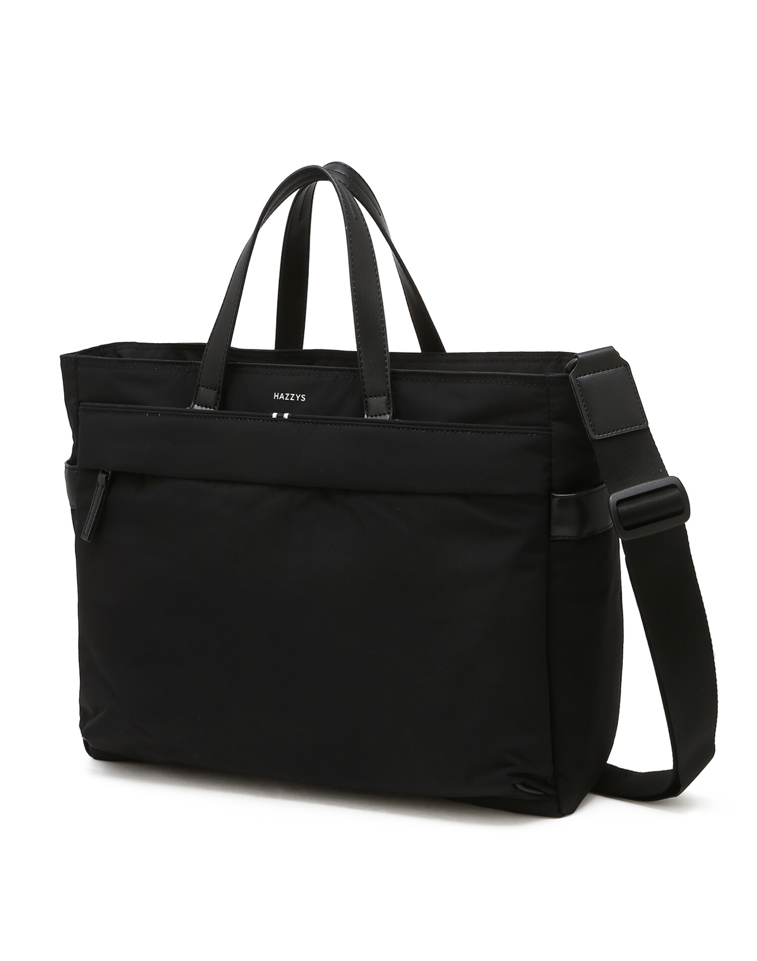 헤지스 ACC LL 쇼핑백동봉 HJBA6E320 HATCH-BAG 블랙 로고프린트 가죽 토트백_이미지