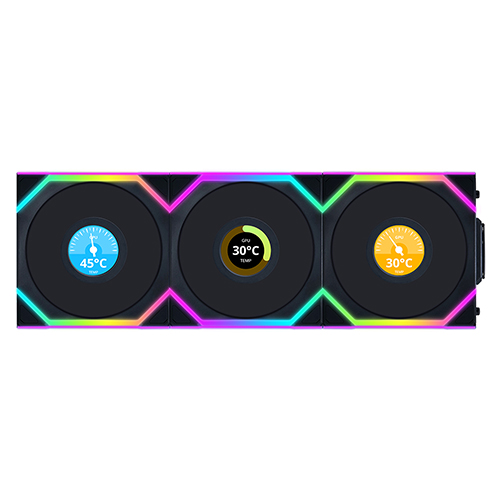 리안리 UNI FAN SL Wireless LCD 120 리버스 (3팩, 블랙)