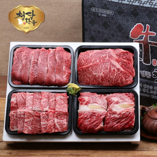 지민푸드 청담한우 1등급 구이혼합 3호 2kg (1개)