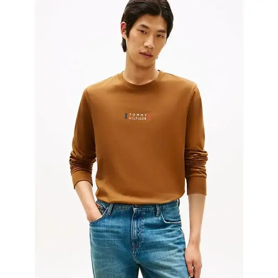 타미힐피거 로고 저지 롱 슬리브 티셔츠 하이랜드 카키 MW0MW41454GWP