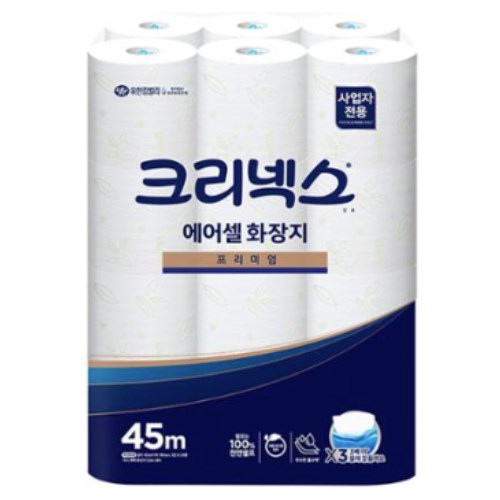 유한킴벌리 크리넥스 에어셀 화장지 프리미엄 45m (24롤) (3팩)